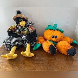 2 VTG 1993/94 Festive Crow and puffalump  Pumpkin weighted plush